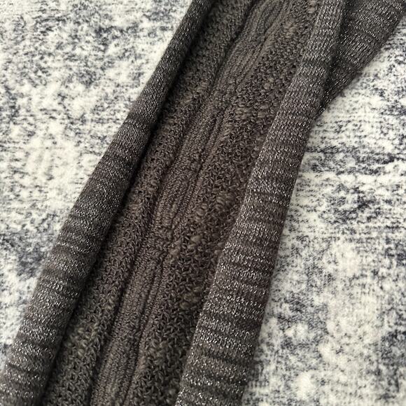 Free People Shimmer Gray Ribbed Turtleneck Sweater Long Sleeve Cutout Size Small - Picture 5 of 10